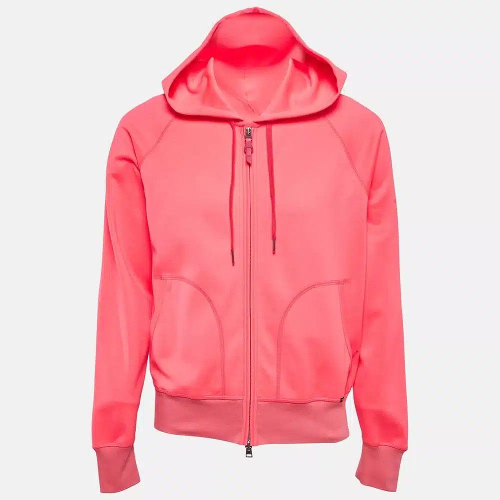 Tom Ford o1sndg0825 TFJ213 Zip Hoodie in Neon Pink Size US L / EU 52-54 / 3 - 1 Thumbnail