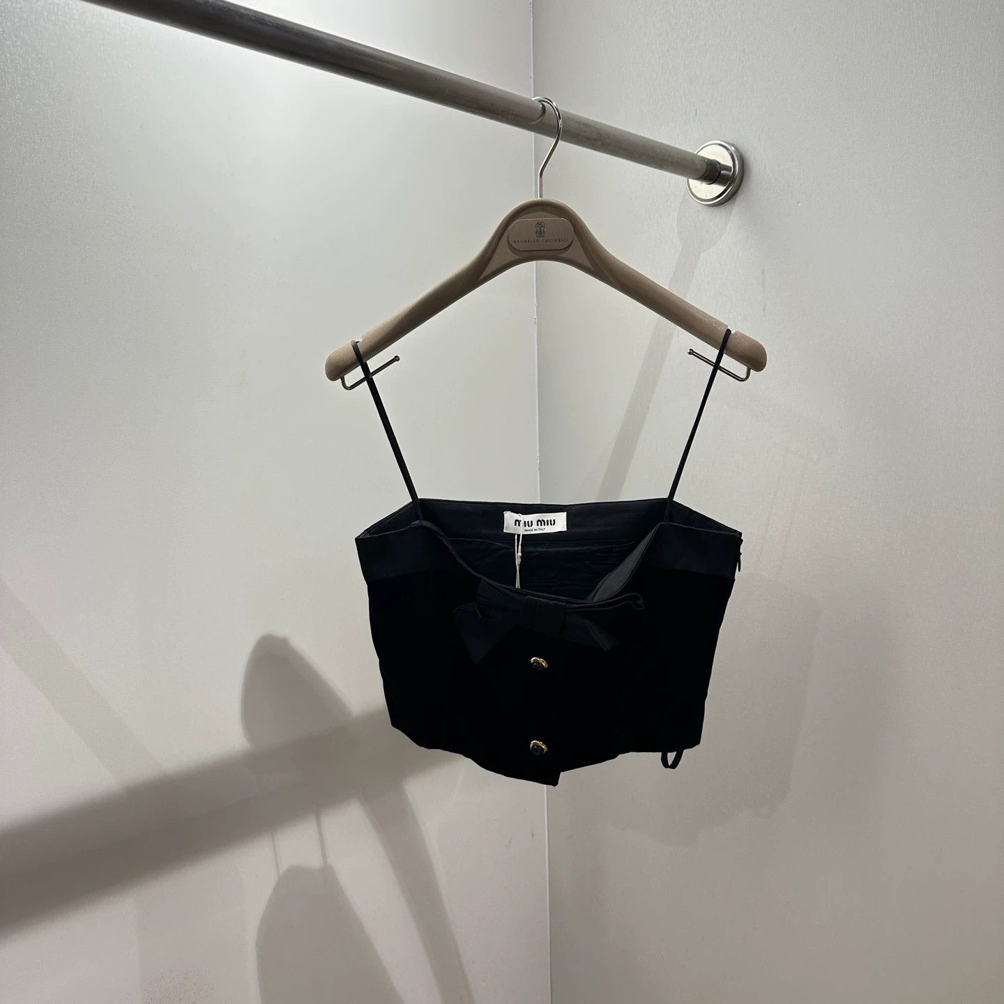 Miu Miu MIU MIU Bow Velvet Logo Camisole Size 38 Viscose Size XS / US 0-2 / IT 36-38 - 1 Thumbnail