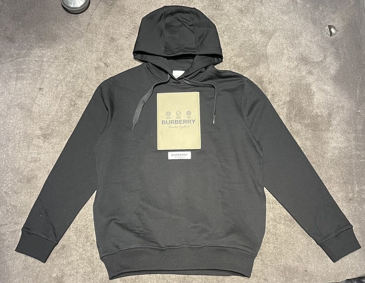 Image of Burberry Logo Patch Hoodie in Black, Men's (Size XS)