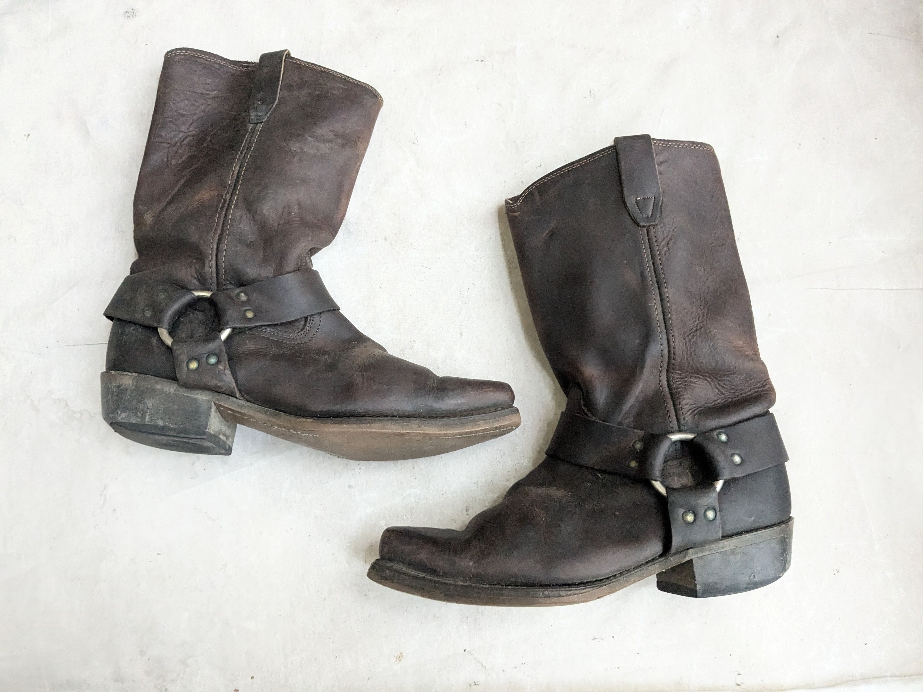 Genuine Leather Harness Boots Brown Leather 10 M Leather Buckle Size US 10 / EU 43 - 1 Thumbnail