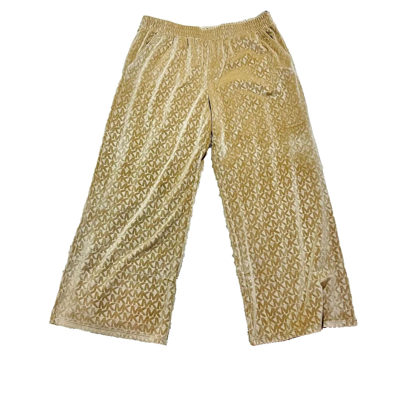 Michael Kors MICHAEL KORS VELVET LOGO WIDE LEG JOGGERS DARK CAMEL NWT - M Size 28" / US 6 / IT 42 - 1 Thumbnail