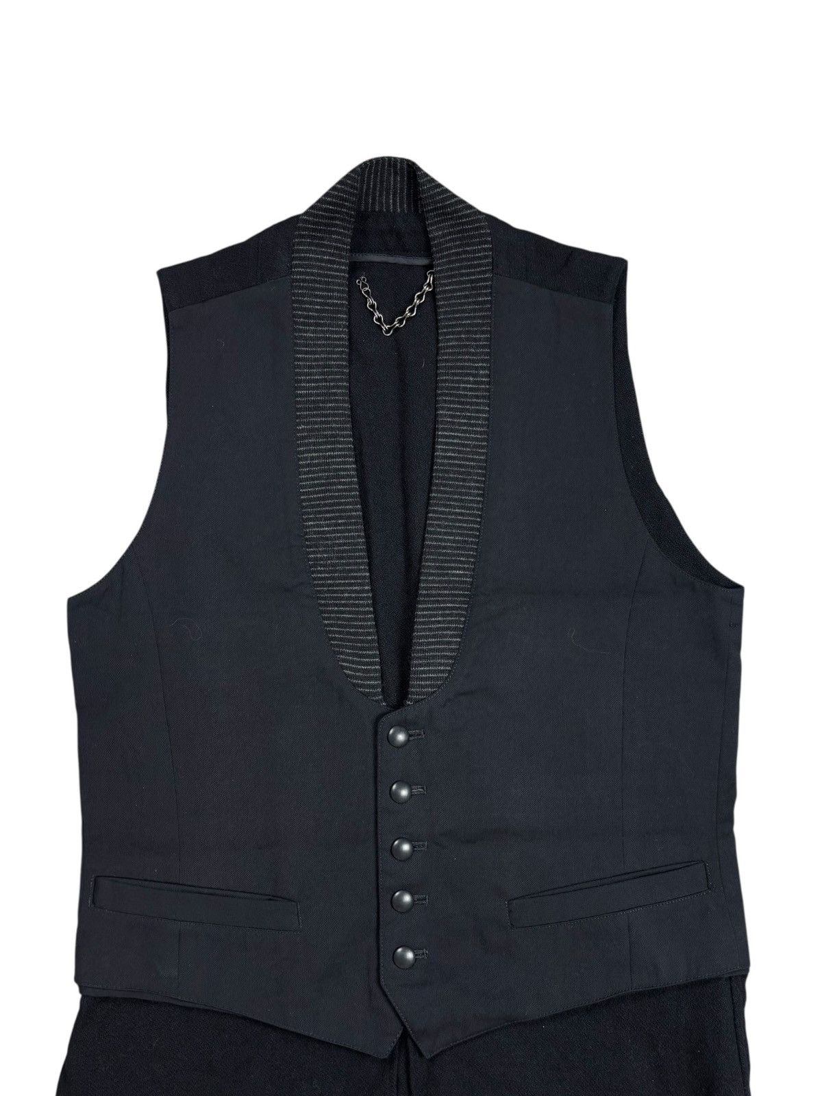 Maison MIHARA YASUHIRO Archive Mihara Yasuhiro Fringe Wool Hybrid Extra Button Vest Size US M / EU 48-50 / 2 - 8 Thumbnail