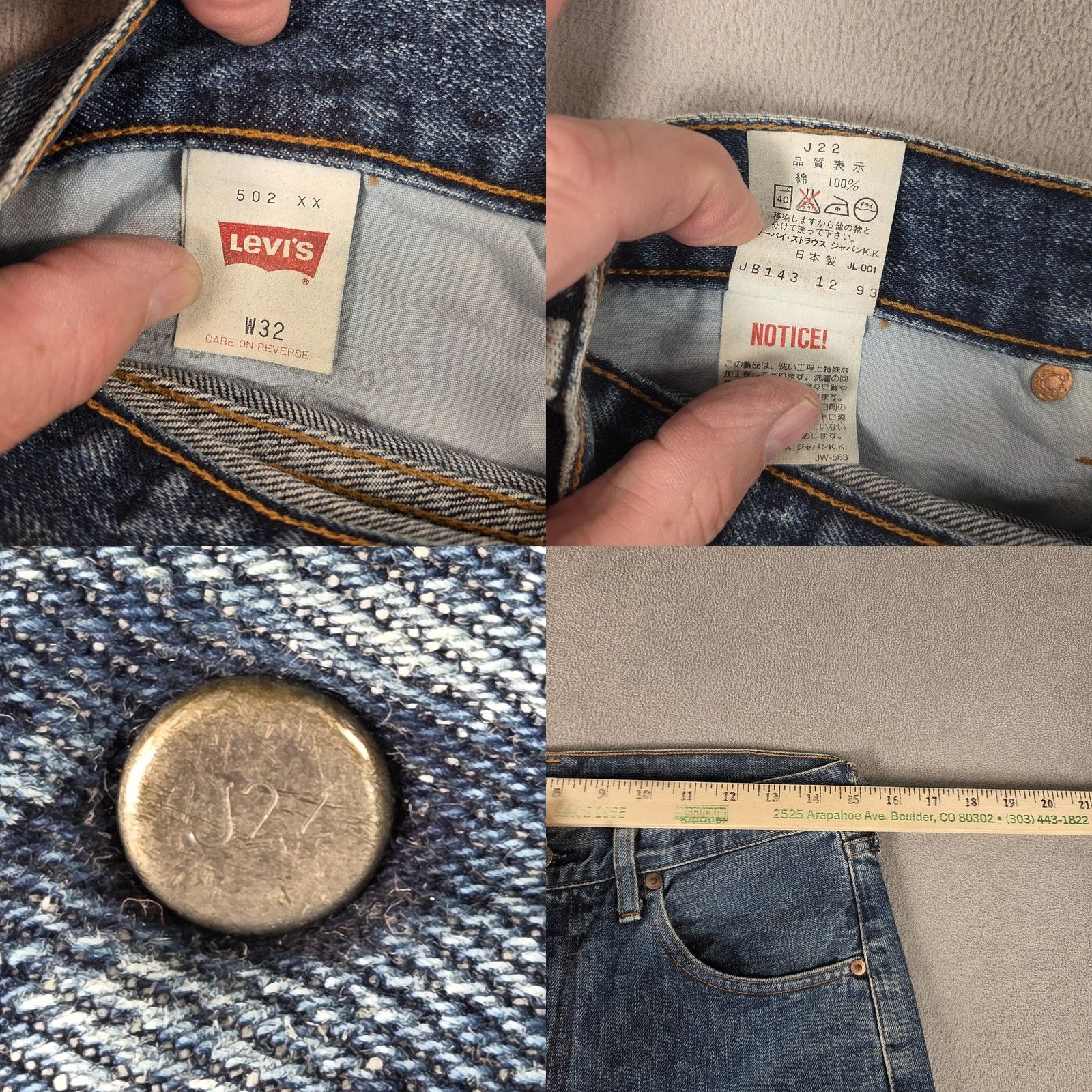 Levi's VINTAGE Levi's 502 Jeans Mens 28x32 Big E Selvedge Denim Japan 90s Tag 32x34 Size US 28 / EU 44 - 8 Thumbnail