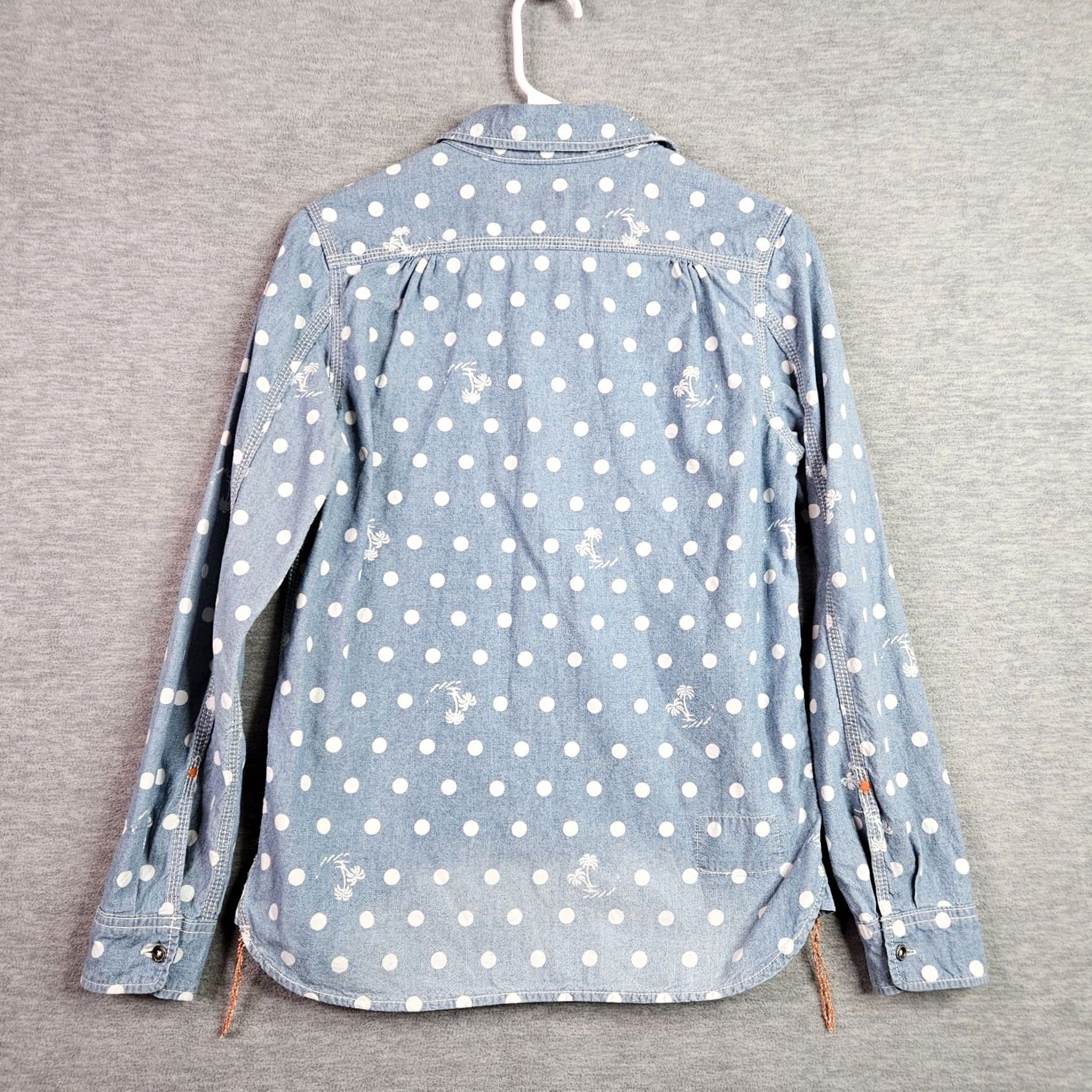 Vintage Tobila Shirt Women’s Polka Dot Chambray Button Front Long Sleeve XS Blue Regular Size XS / US 0-2 / IT 36-38 - 2 Thumbnail