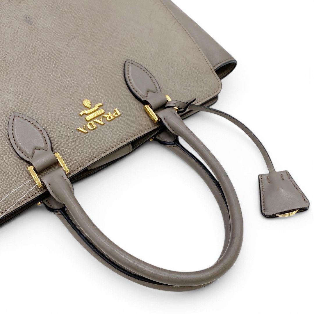 Prada Prada - Saffiano Gray Leather Handbag Shoulder Bag 2-way Size ONE SIZE - 4 Thumbnail