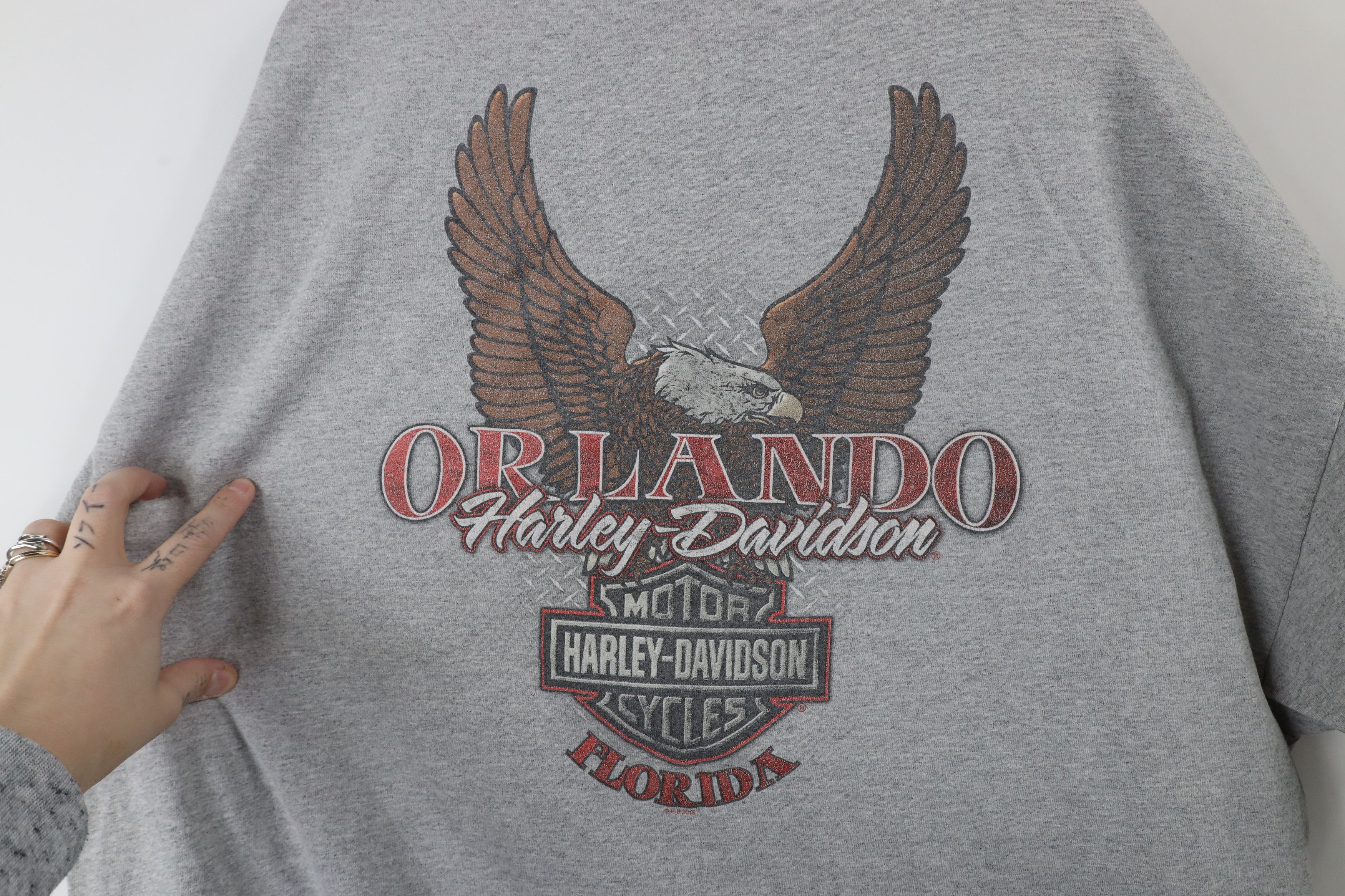 Harley Davidson × Vintage Vitnage Y2K Harley Davidson Big Logo Eagle T-Shirt Gray Size US XXL / EU 58 / 5 - 11 Thumbnail