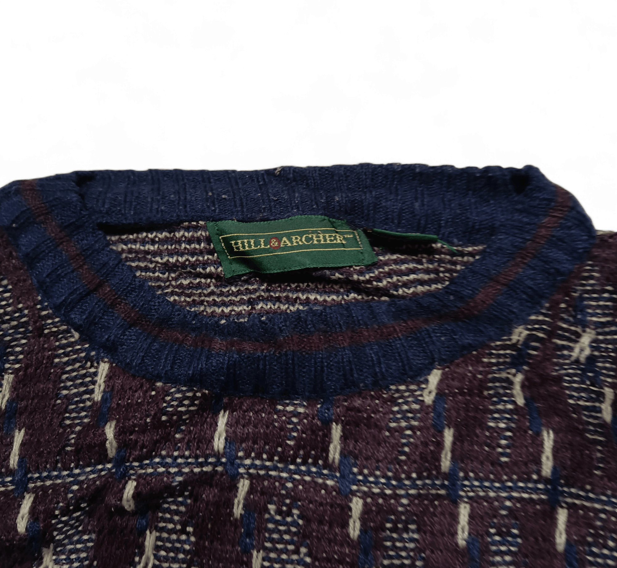 Other Vintage 80s HILL & ARCHER Striped Pattern Knit Sweater Size US XL / EU 56 / 4 - 6 Thumbnail