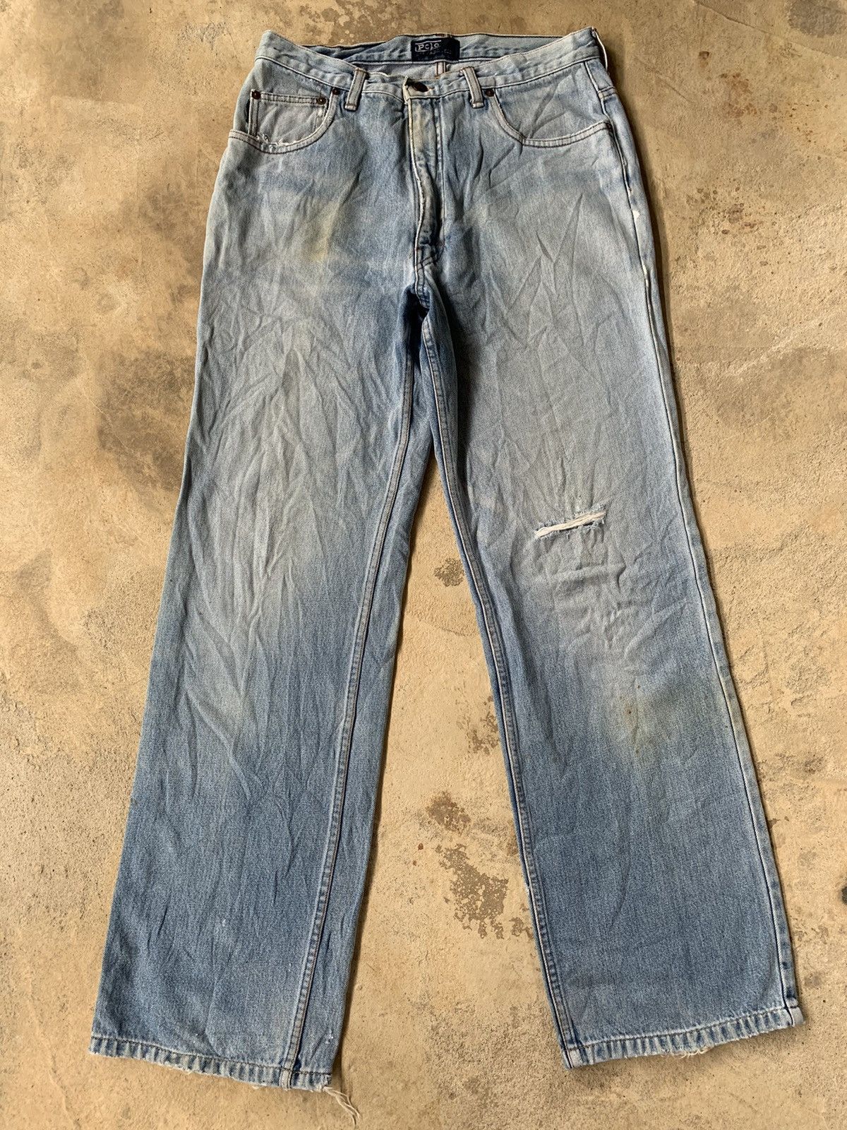 Polo Ralph Lauren × RRL Ralph Lauren × Vintage Vintage‼️Polo Ralph Lauren zip Talon 42 Distressed Denim Size US 31 - 1 Thumbnail