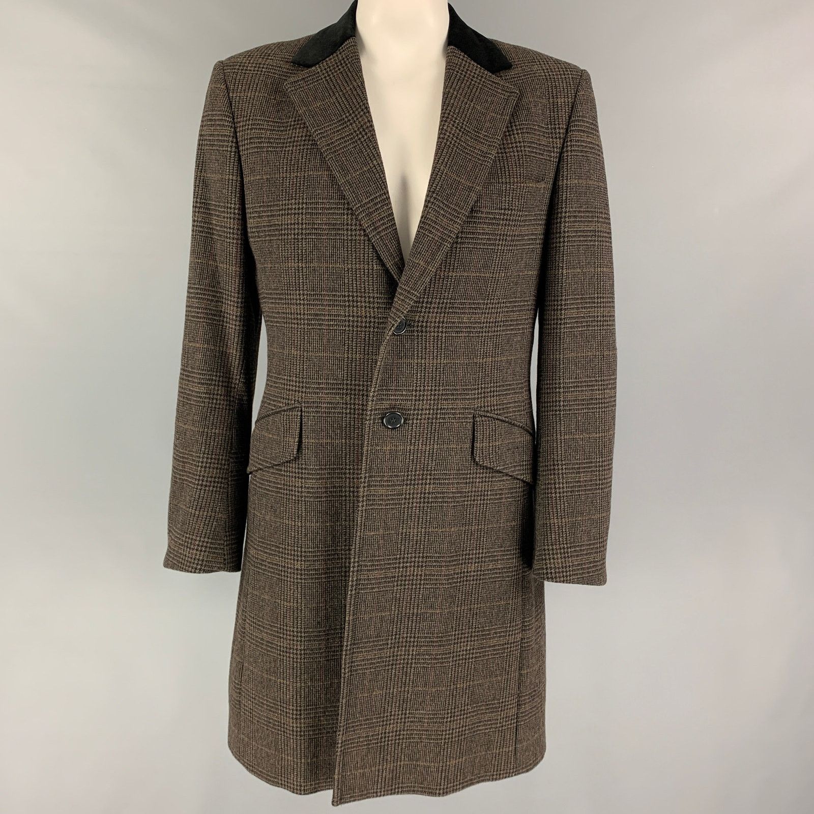 PS by PAUL SMITH Size 42 Olive Black Plaid Wool Nylon Coat