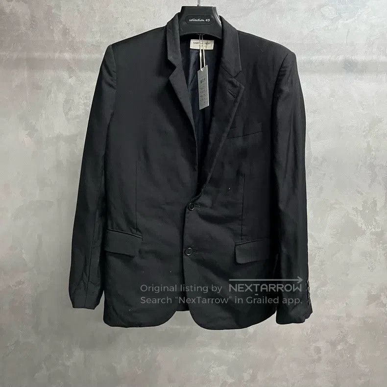 Saint Laurent Paris Saint Laurent Paris Black Solid Color Lapel Jacket Size US M / EU 48-50 / 2 - 1 Thumbnail