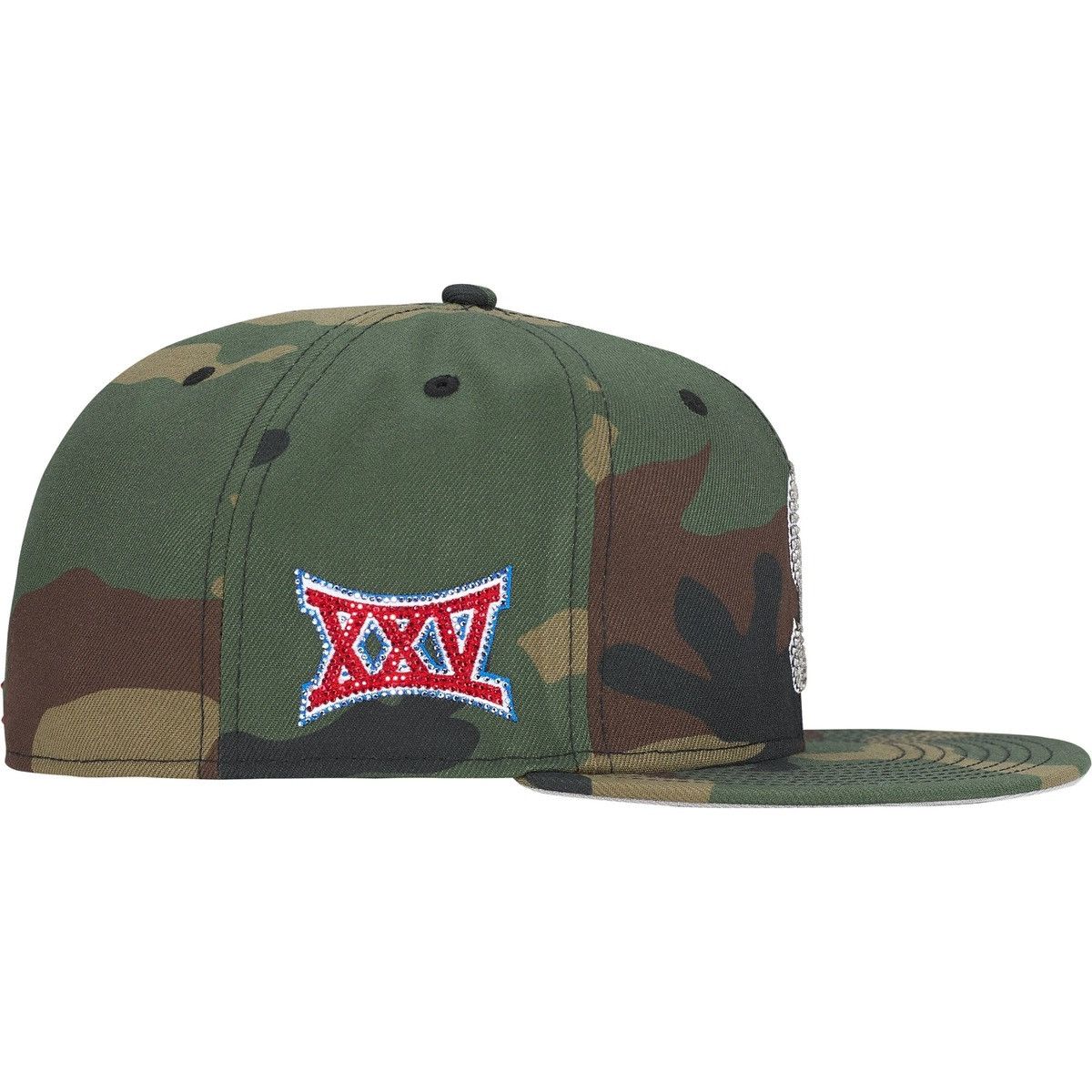 Supreme × Swarovski SUPREME X SWAROVSKI S LOGO NEW ERA FITTED HAT in Camo 7 3/8 Size ONE SIZE - 3 Thumbnail