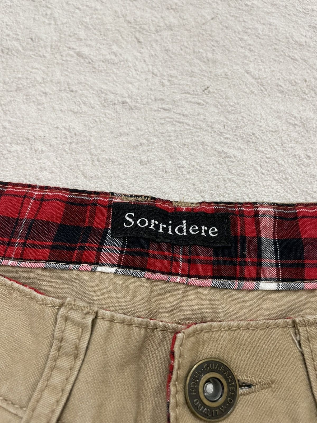 Japanese Brand 2000s Sorridere Gear Workwear Pants Khaki with Plaid Lining Size US 27 - 6 Thumbnail