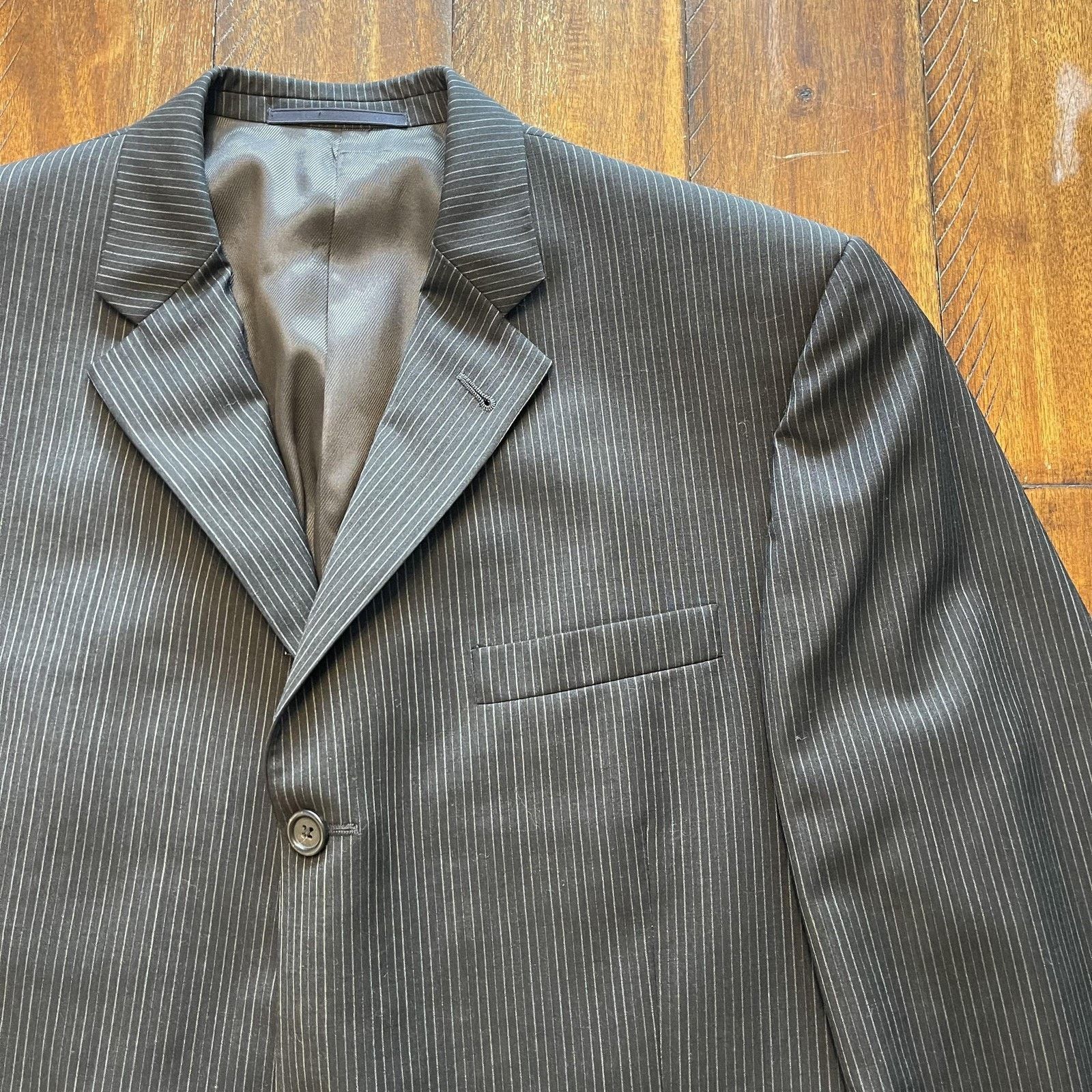 Burberry Vtg Burberry Sport Coat 44R Pinstripe Wool 3 Button Blazer Size 44R - 3 Thumbnail