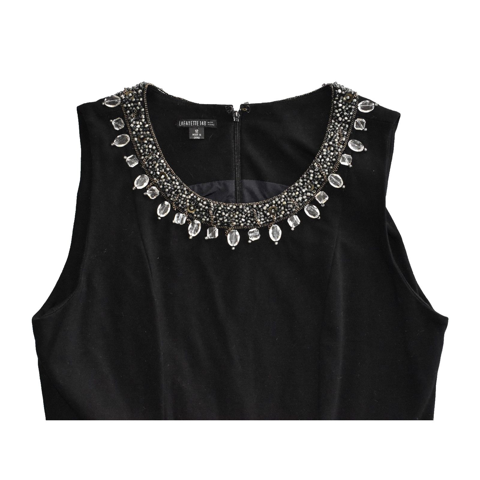 Lafayette 148 LAFAYETTE 148 Black Chain W/Rhinestones Neckline Dress Sz 12 Size XL / US 12-14 / IT 48-50 - 6 Thumbnail