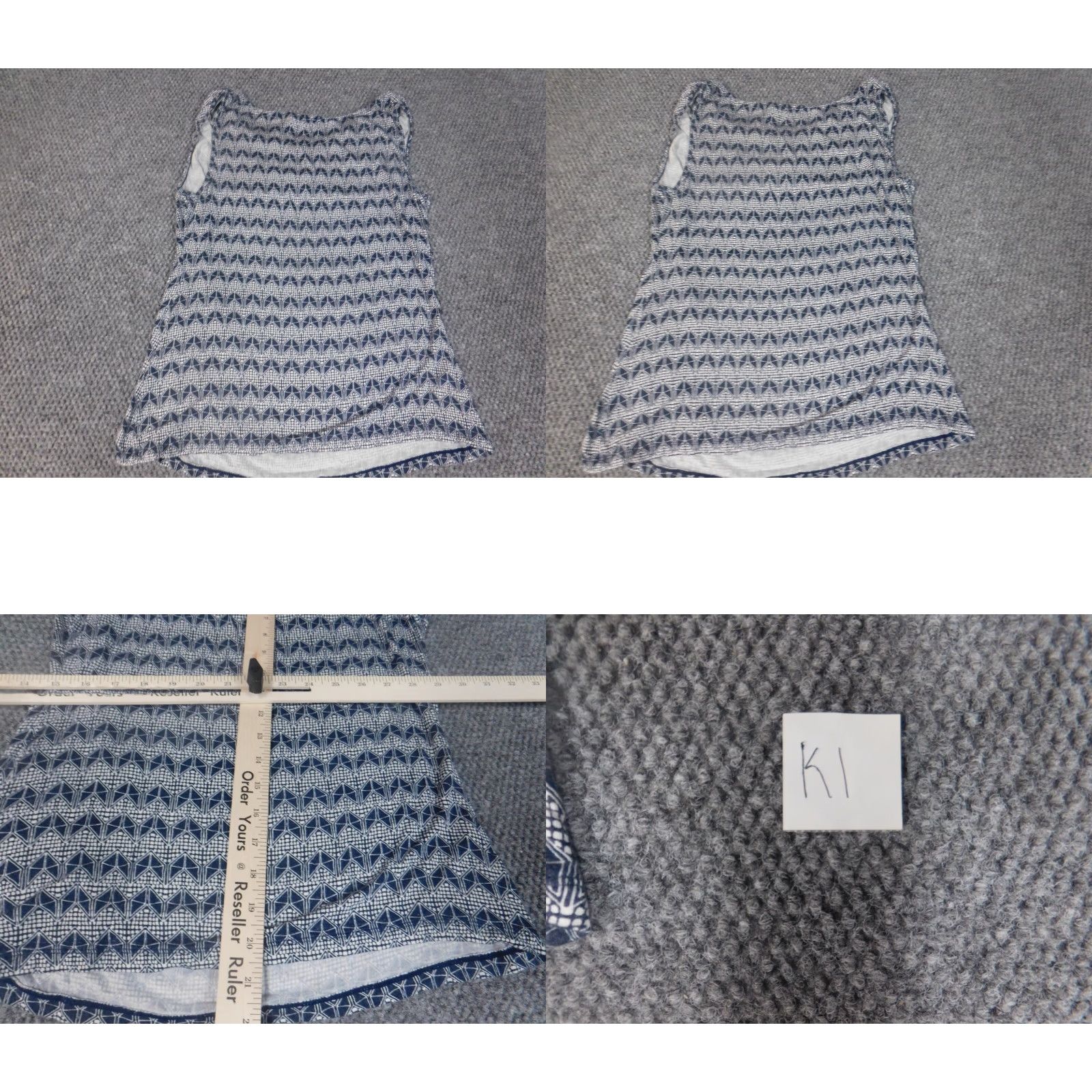 Vintage Max Studio Blouse Womens Regular Medium Blue Rayon Denim Geometric Dolman Sleeve Pullover Button Round Neck Casual Open Stretch Fashion Women Size M / US 6-8 / IT 42-44 - 8 Thumbnail