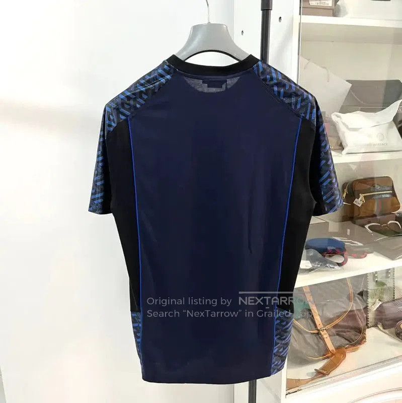 Versace Versace Men's Summer Dark Blue Cotton Blend T-shirt . Size US M / EU 48-50 / 2 - 6 Thumbnail