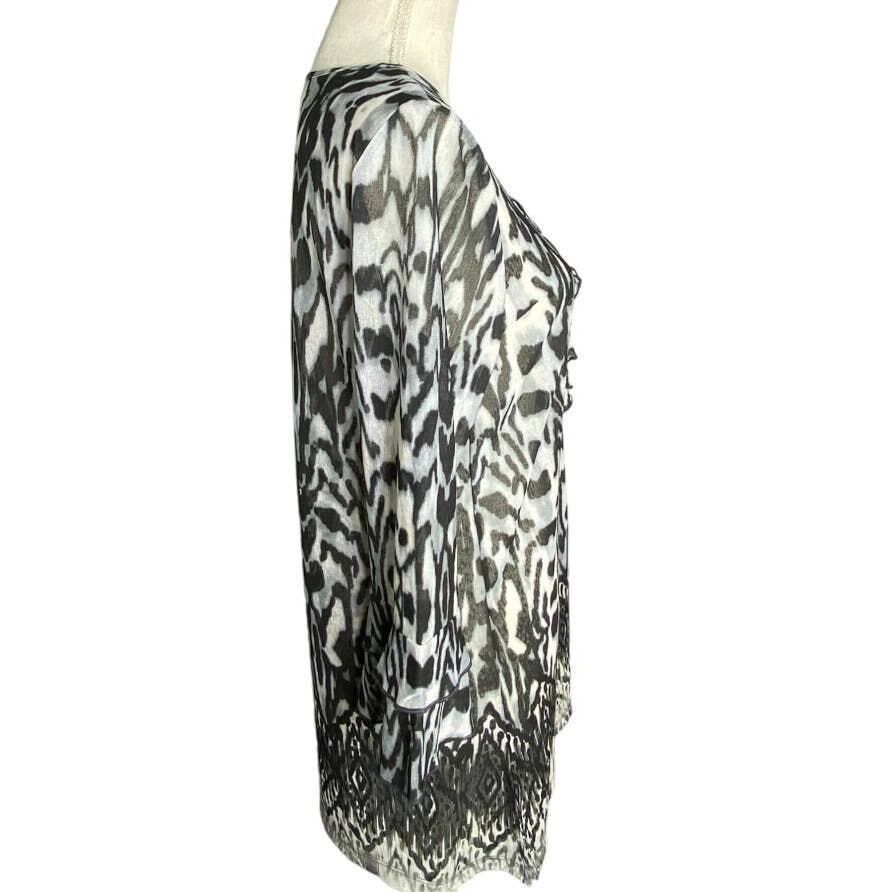 Other Susan Graver Womens Tunic Top Sheer Animal Print Keyhole Bla Size S / US 4 / IT 40 - 3 Thumbnail