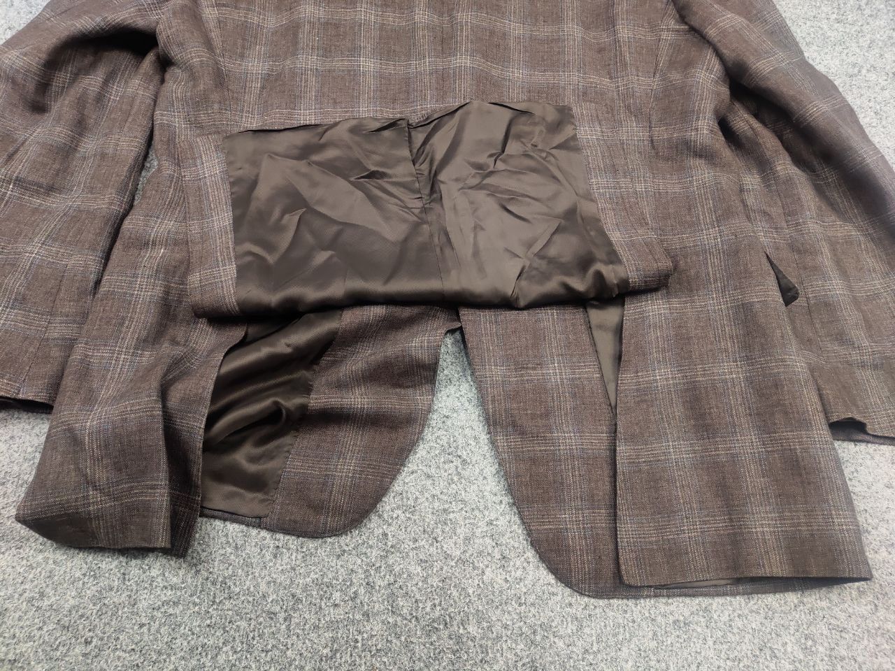 Canali Canali Italy 13290 Linen Blend Check Classic Blazer Jacket Size US L / EU 52-54 / 3 - 11 Thumbnail