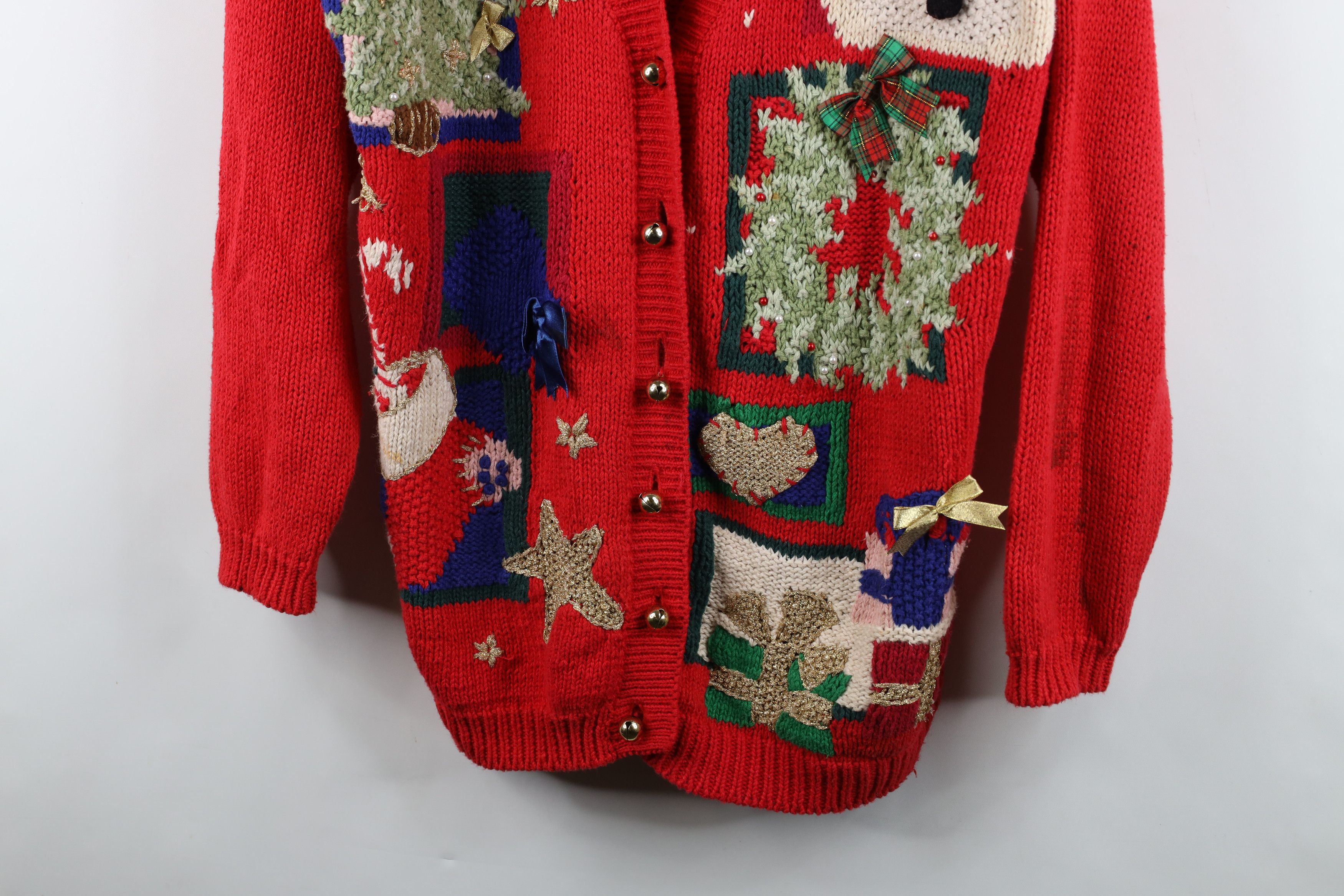 Vintage Vintage 90s Streetwear Bells Christmas Cardigan Sweater Size L / US 10 / IT 46 - 3 Thumbnail