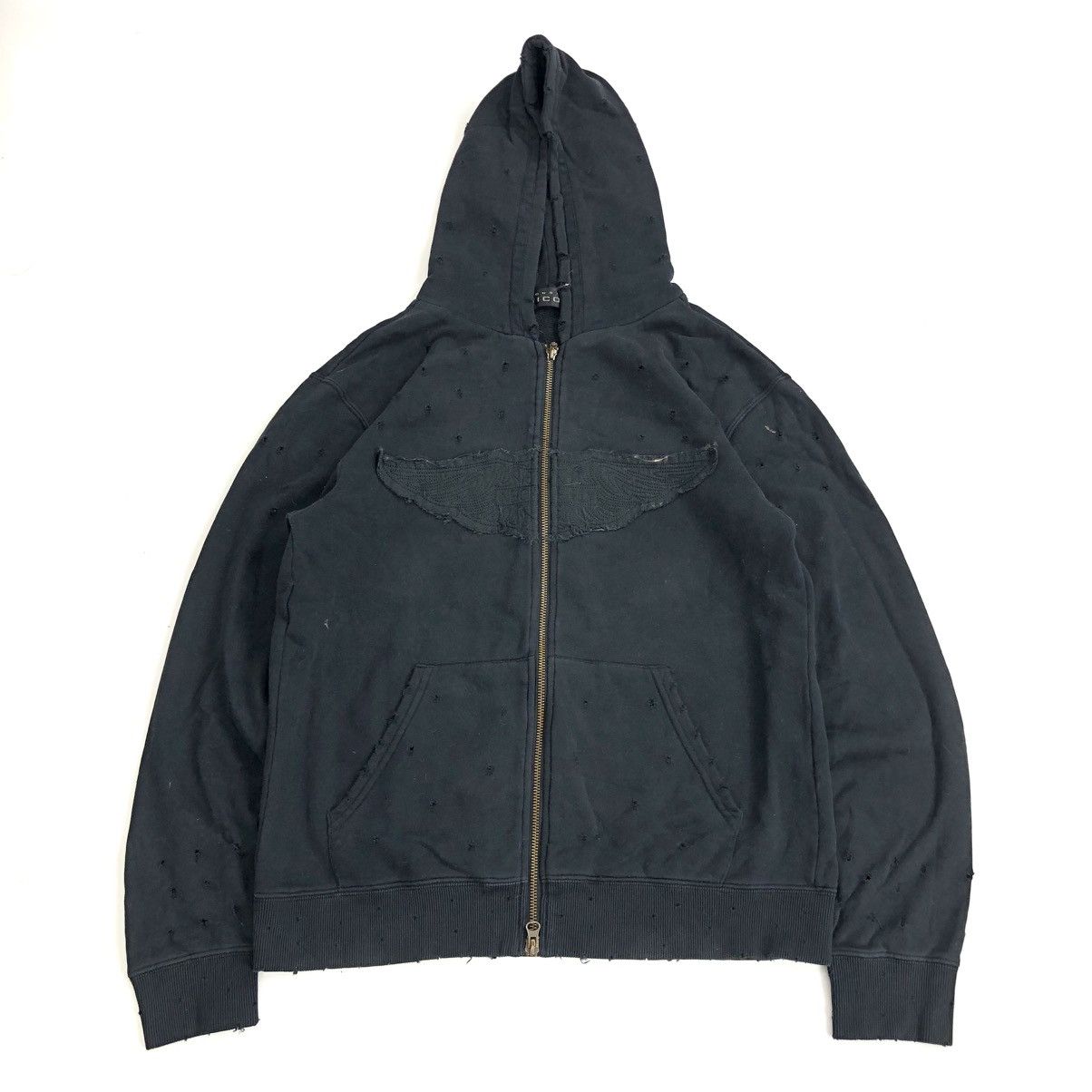 If Six Was Nine × Japanese Brand × Le Grande Bleu (L.G.B.) 1990s Monsieur Nicole Distressed Punk LGB Style Zip Hoodie Size US M / EU 48-50 / 2 - 1 Thumbnail