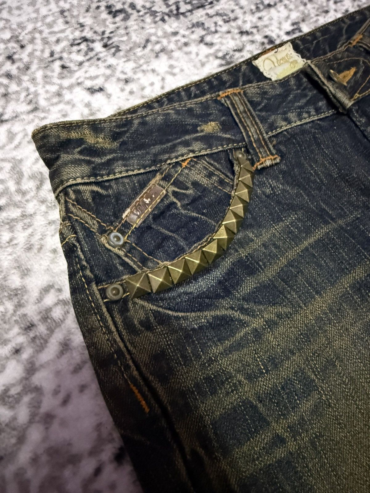 Junya Watanabe Vintage Edwin Venus Mud Wash Studded Flare Jeans Low Rise Size US 28 / EU 44 - 5 Thumbnail