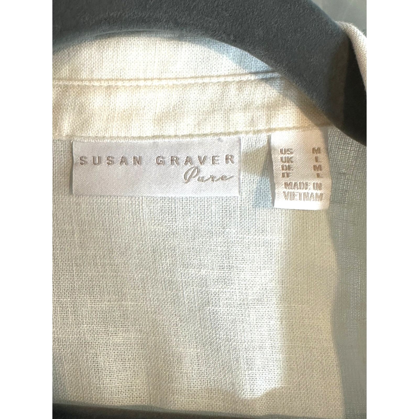 Other Susan Graver Cross-Dyed Linen Blend Button Shirt Cream M Size M / US 6-8 / IT 42-44 - 15 Thumbnail