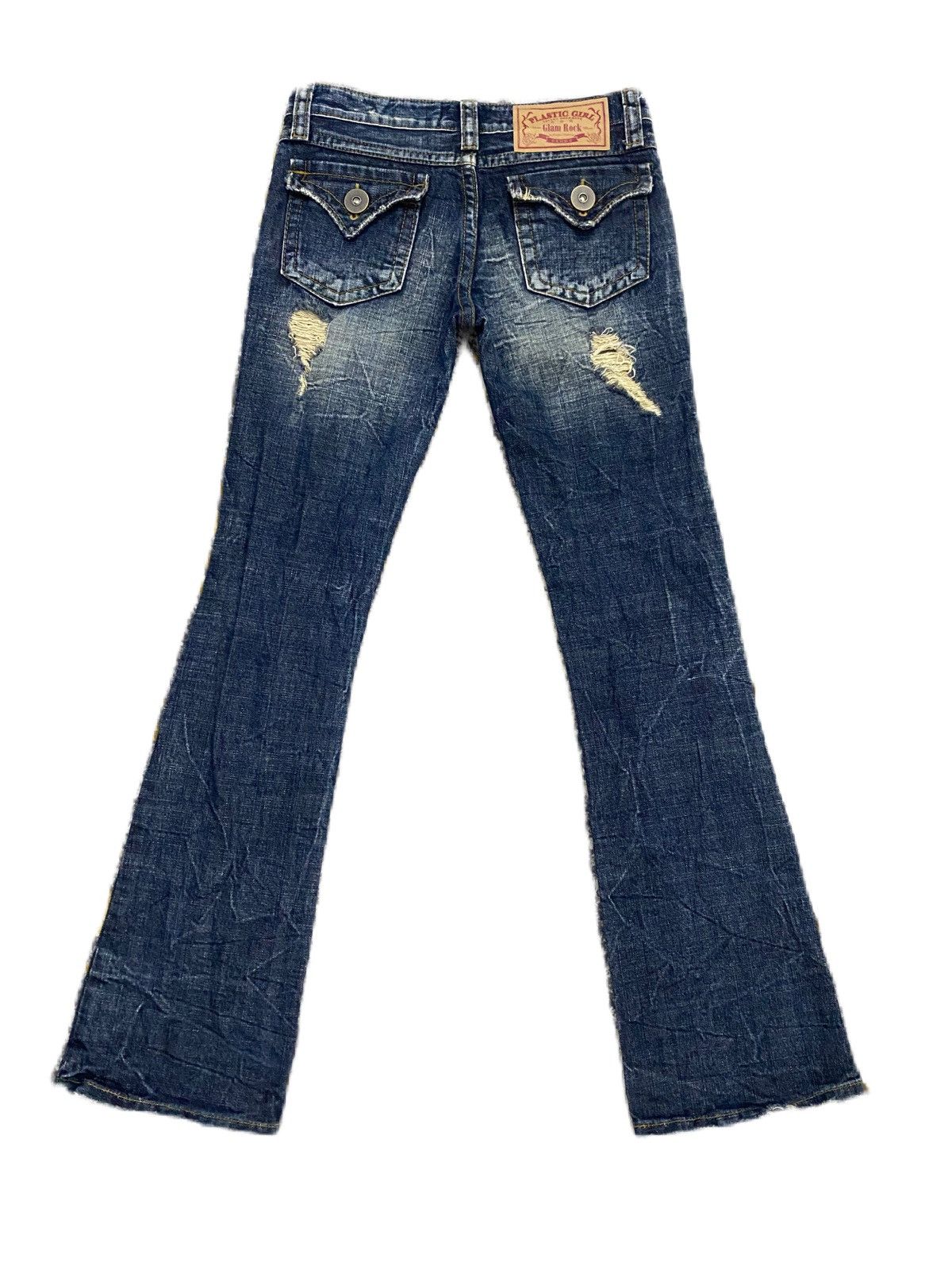 Y2K STYLE SUPER FLARE GLAM ROCK LOW RISE RIPPED DENIM