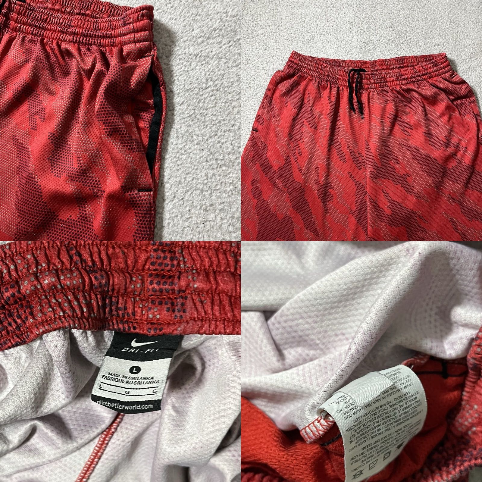 Nike VINTAGE Nike Basketball Shorts Mens L Red Geometric Drawstring Training Athletic 90s Sports Logo Mens Size US 33 - 8 Thumbnail