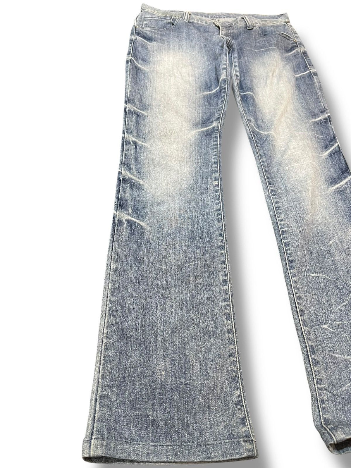 Le Grande Bleu (L.G.B.) × Tornado Mart Vintage Tornado Mart Flare Whiskers Faded Grunge Denim Size US 31 - 3 Thumbnail