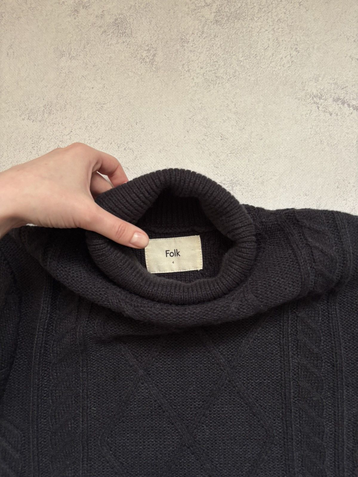Folk Folk Dark Grey Cable Roll Neck Jumper Knit Sweater Size 4 Size US S / EU 44-46 / 1 - 6 Thumbnail