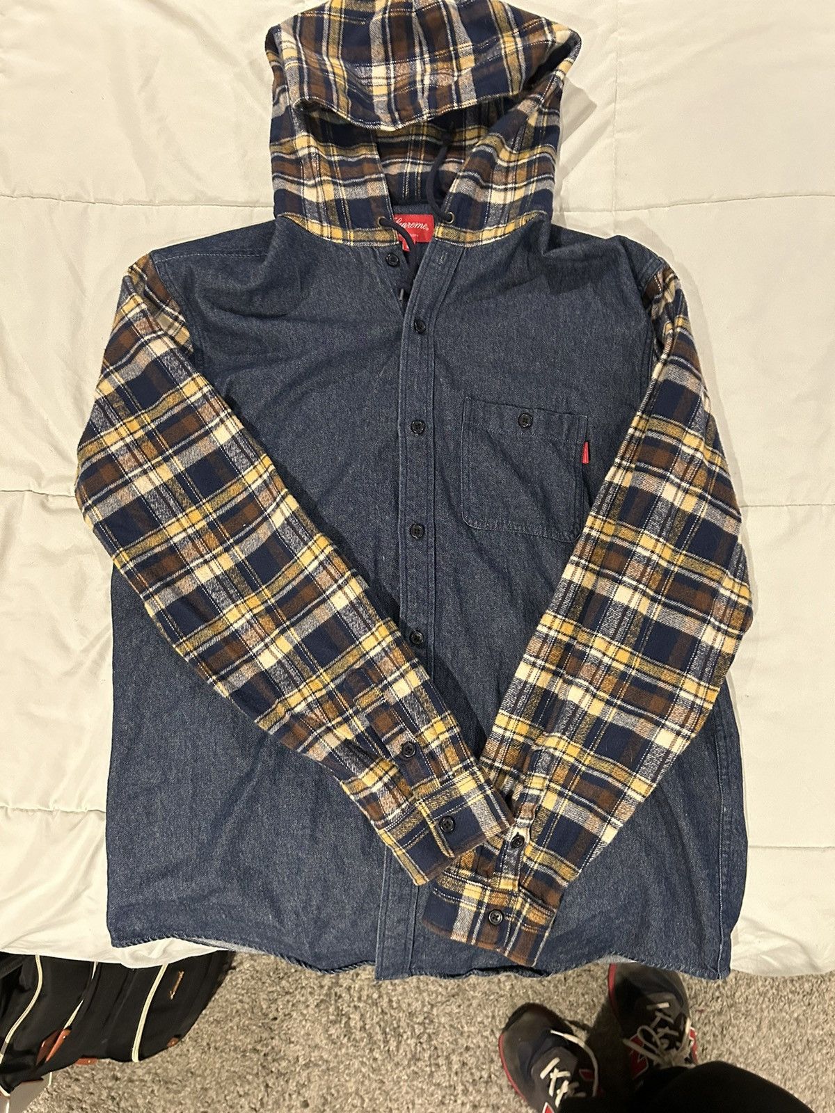 Supreme Supreme plaid denim hooded shirt Size US XL / EU 56 / 4 - 3 Thumbnail