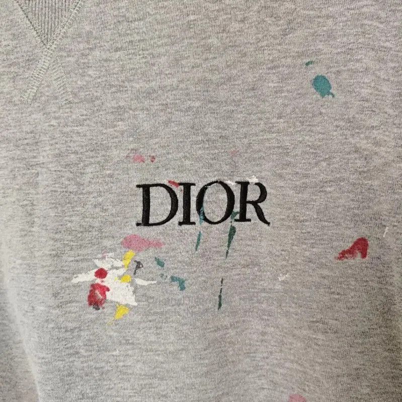 Dior Dior Men's Gray Cotton T-Shirt with Paint Splatter . Size US XS / EU 42 / 0 - 3 Thumbnail