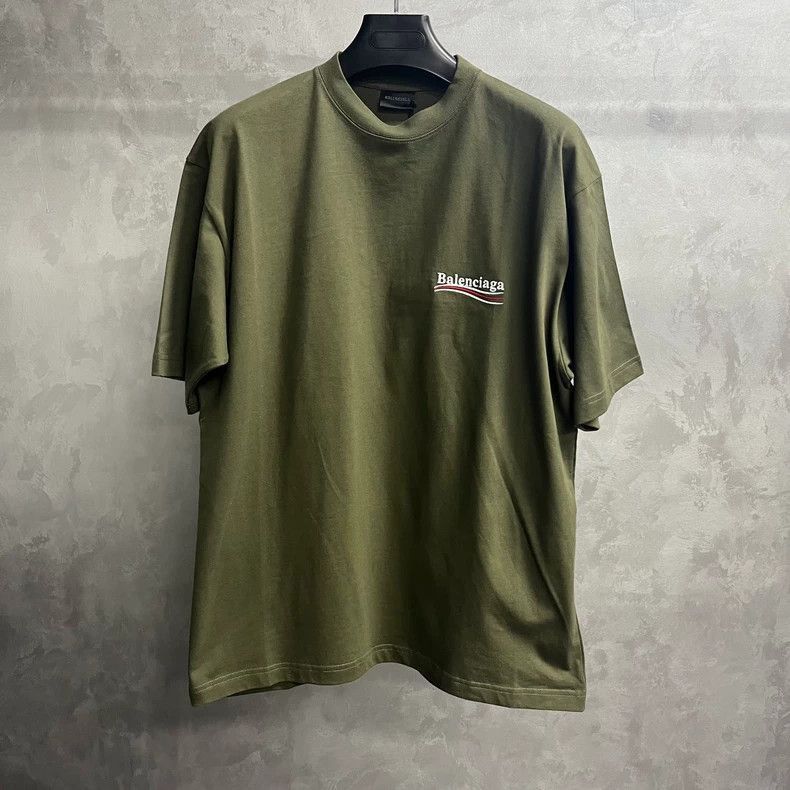 Balenciaga Balenciaga brown khaki green cola embroidered logo round ne Size US S / EU 44-46 / 1 - 1 Thumbnail