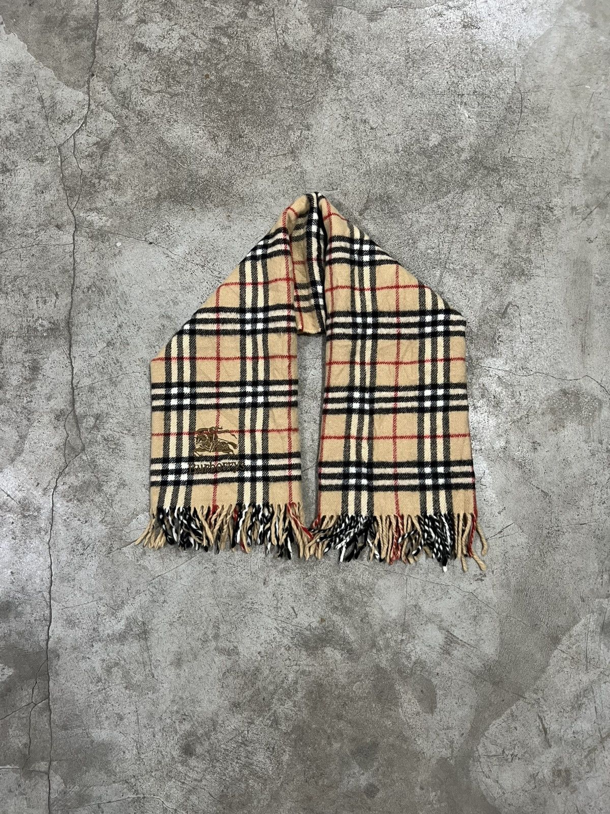 Burberry Vintage Burberrys Nova Check Plaid Wool Tassel Scarf Size ONE SIZE - 2 Thumbnail