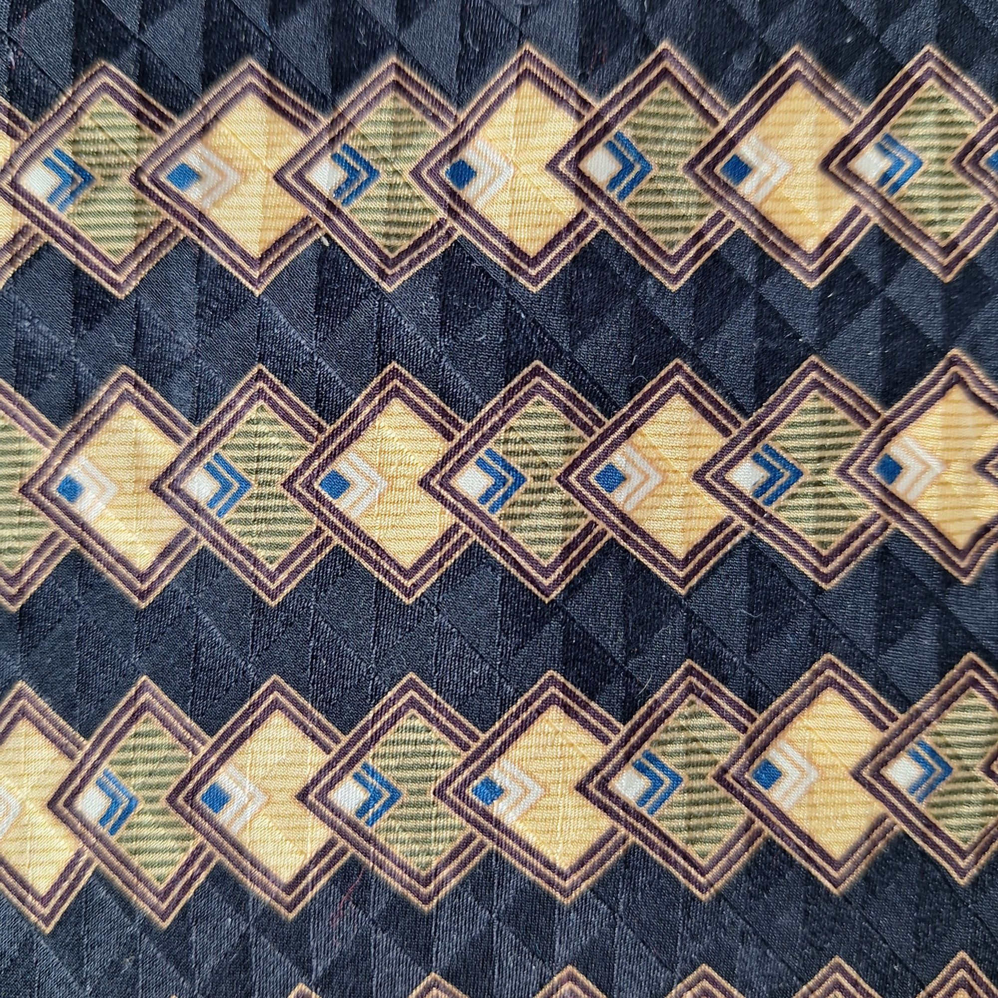 Bill Blass Bill Blass Black Label Silk Tie Black Gold Geometric Diamond Size ONE SIZE - 2 Thumbnail