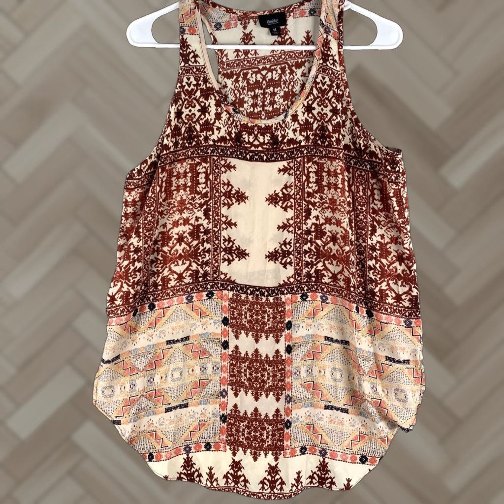 Mossimo Mossimo Brown Abstract Flowy Tank Top Women's Medium / 46-9 Size M / US 6-8 / IT 42-44 - 1 Thumbnail