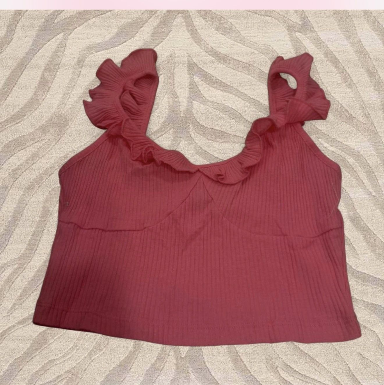 Other Pink ruffle crop tank Size S / US 4 / IT 40 - 4 Thumbnail