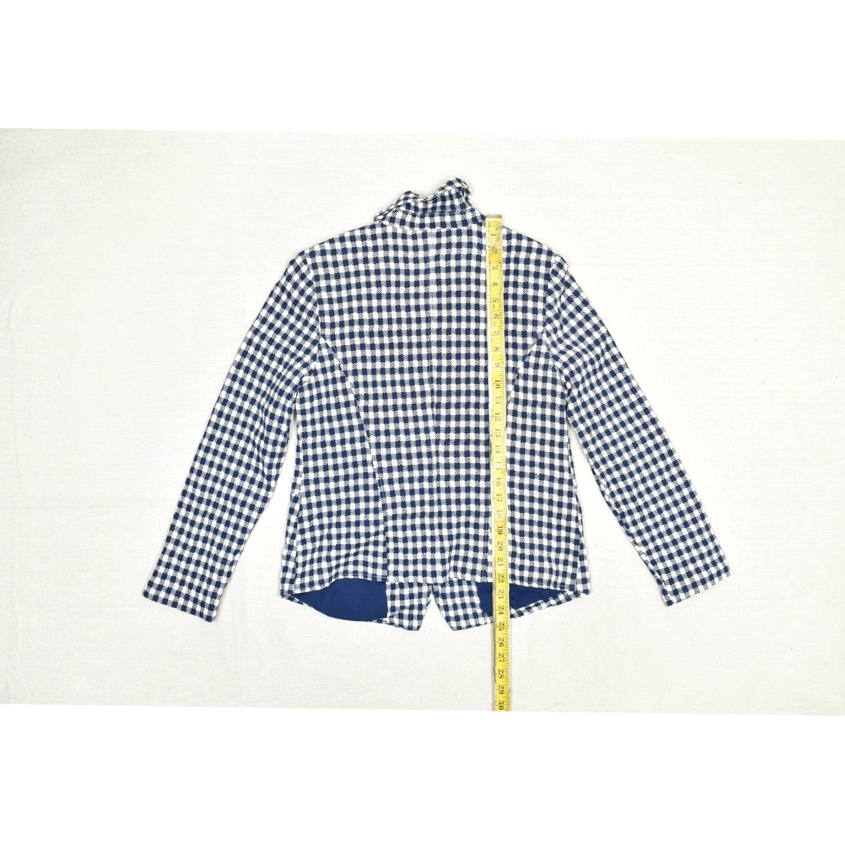 Vintage Chicos Jacket Womens 1 Medium Blue White Gingham Check Zip Front Lined Blazer Size XS / US 0-2 / IT 36-38 - 5 Thumbnail