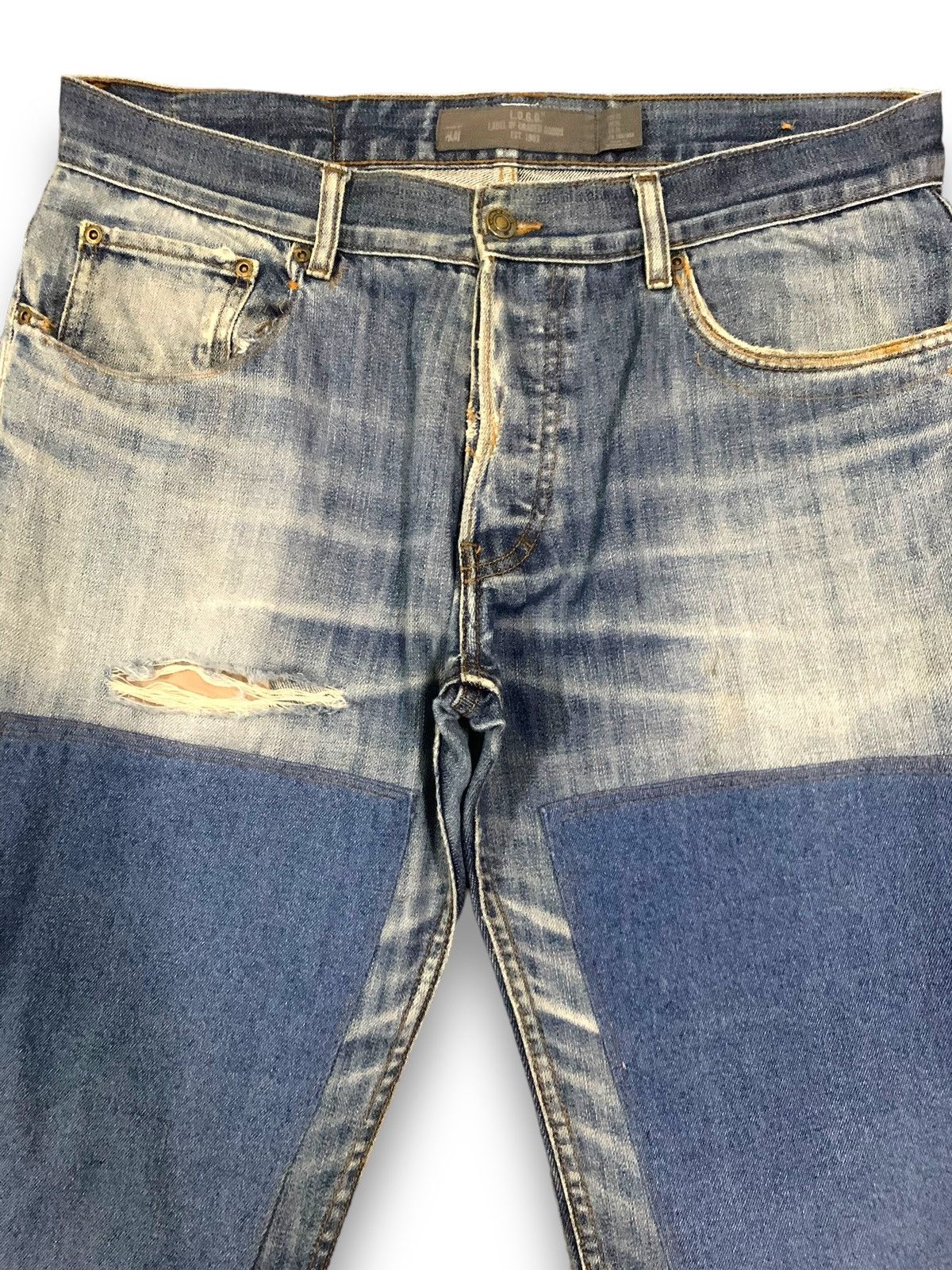 L.O.G.G. Y2K L.O.G.G. Double Knees Patches Loose Distressed Jeans Size US 35 - 3 Thumbnail