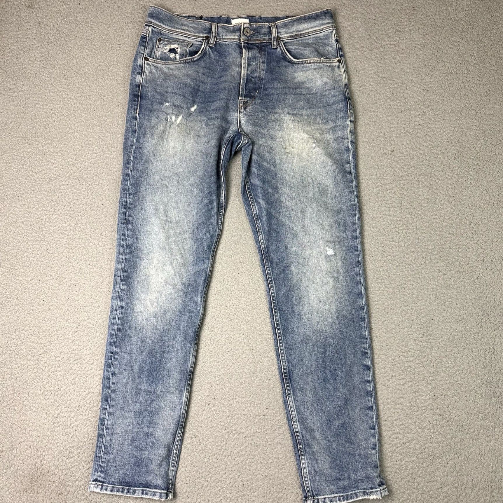 Hudson VINTAGE Hudson Jeans Mens 33 Blue Relaxed Sartor Skinny Zip Fly Stretch Distressed Rare Jeans Mens XS? Size US 33 - 2 Thumbnail