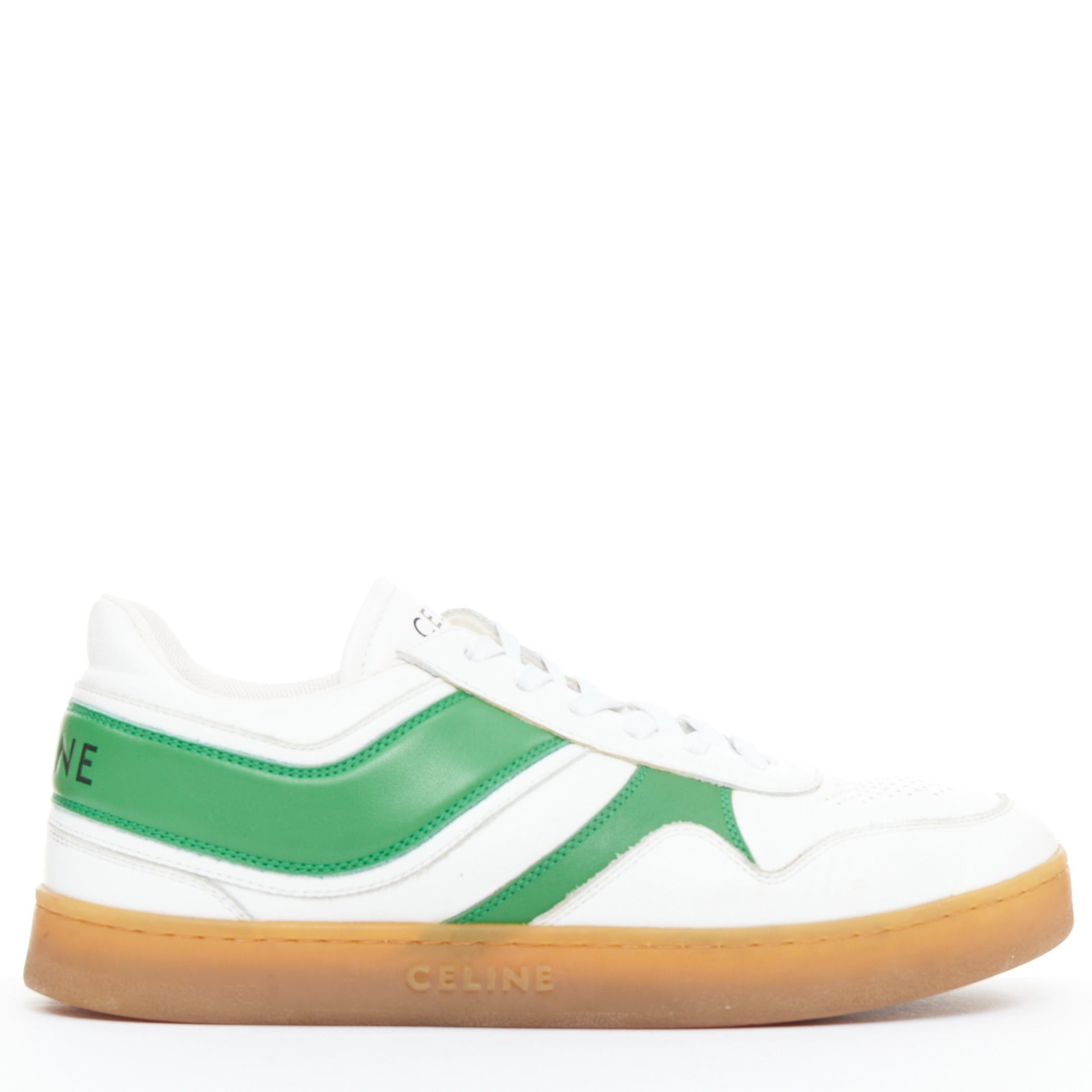Celine CELINE green optic white flash green leather low top sneakers EU37 Size US 7 / IT 37 - 1 Thumbnail