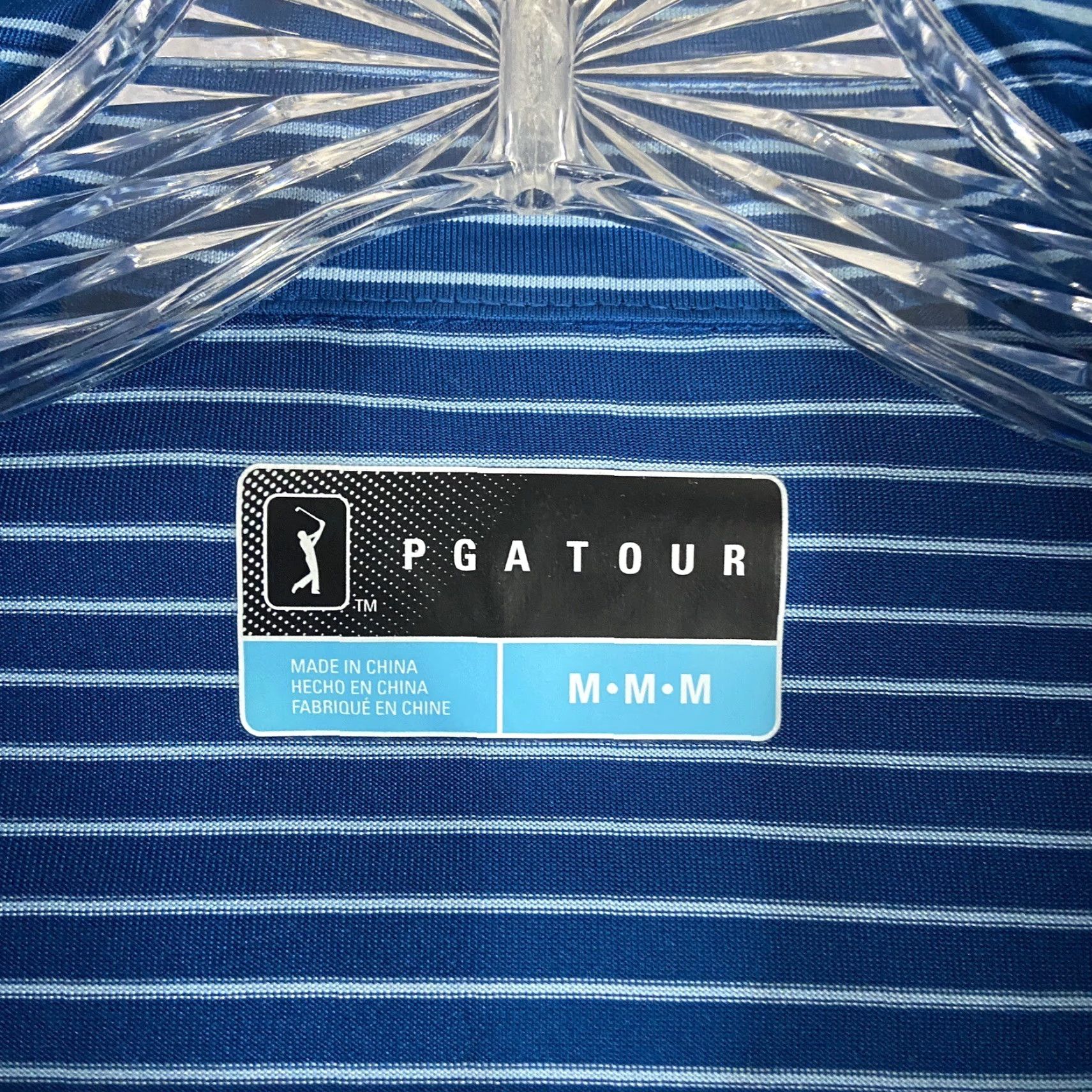 PGA Tour PGA TOUR Polo Shirt Striped Blue Men’s M Short Sleeve Size US M / EU 48-50 / 2 - 6 Thumbnail