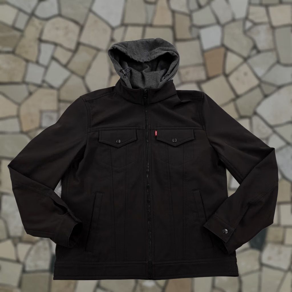 Levi's Levi's Jacket Mens Medium Black Softshell Fleece Lined Full Zip Trucker Coat Size US M / EU 48-50 / 2 - 1 Thumbnail