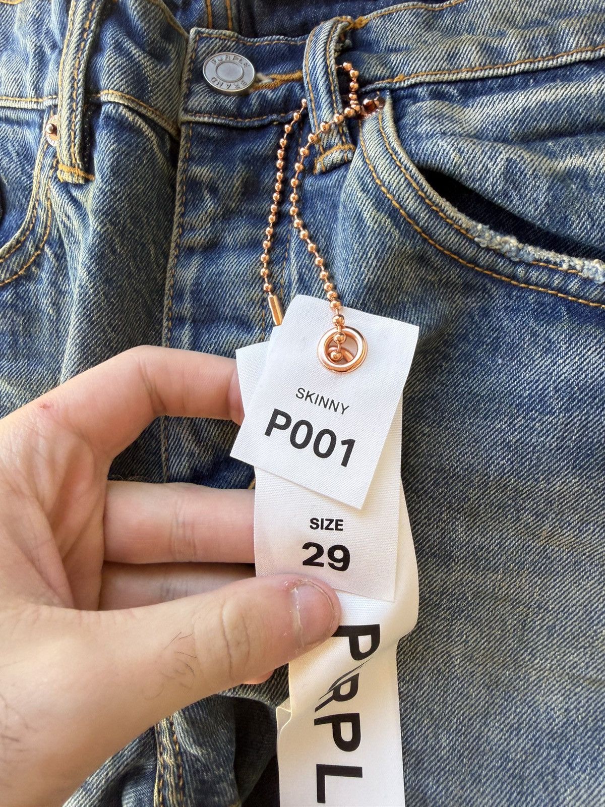 Purple Brand Purple Brand P001 Cracked Bronze Skinny Jeans Blue 29 Waist Size US 29 - 9 Thumbnail