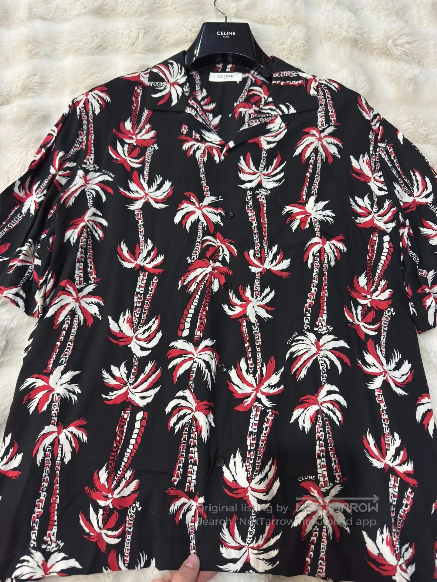 Celine CELINE Palm Tree Men's Short Sleeve Shirt| Size US XXS / EU 40 - 4 Thumbnail