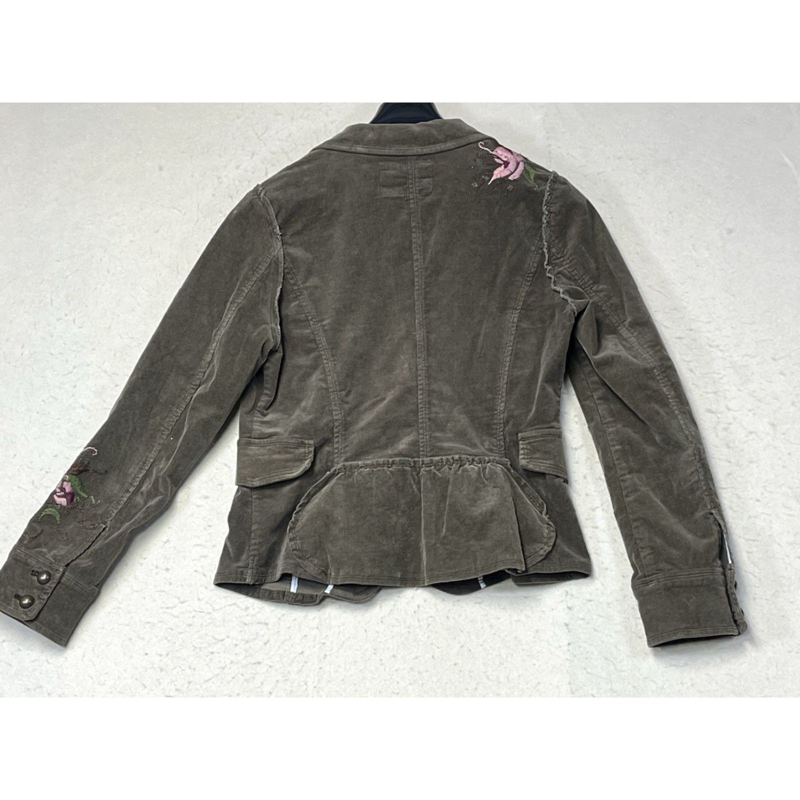 Sugar Sugarlips Sugar Lips Embroidered Hippie Jacket Blazer Button – Women L Brown Suede Cotton Coat, All Seasons, Casual, Festival, Travel Size L / US 10 / IT 46 - 2 Thumbnail