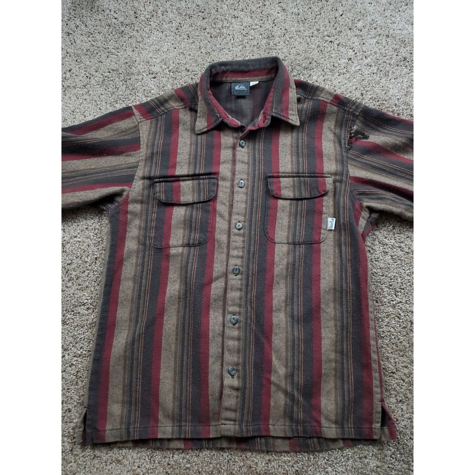 Quiksilver VINTAGE Quiksilver Shirt Mens Small Brown Red Striped Button Up Made in USA 90s Size US S / EU 44-46 / 1 - 3 Thumbnail