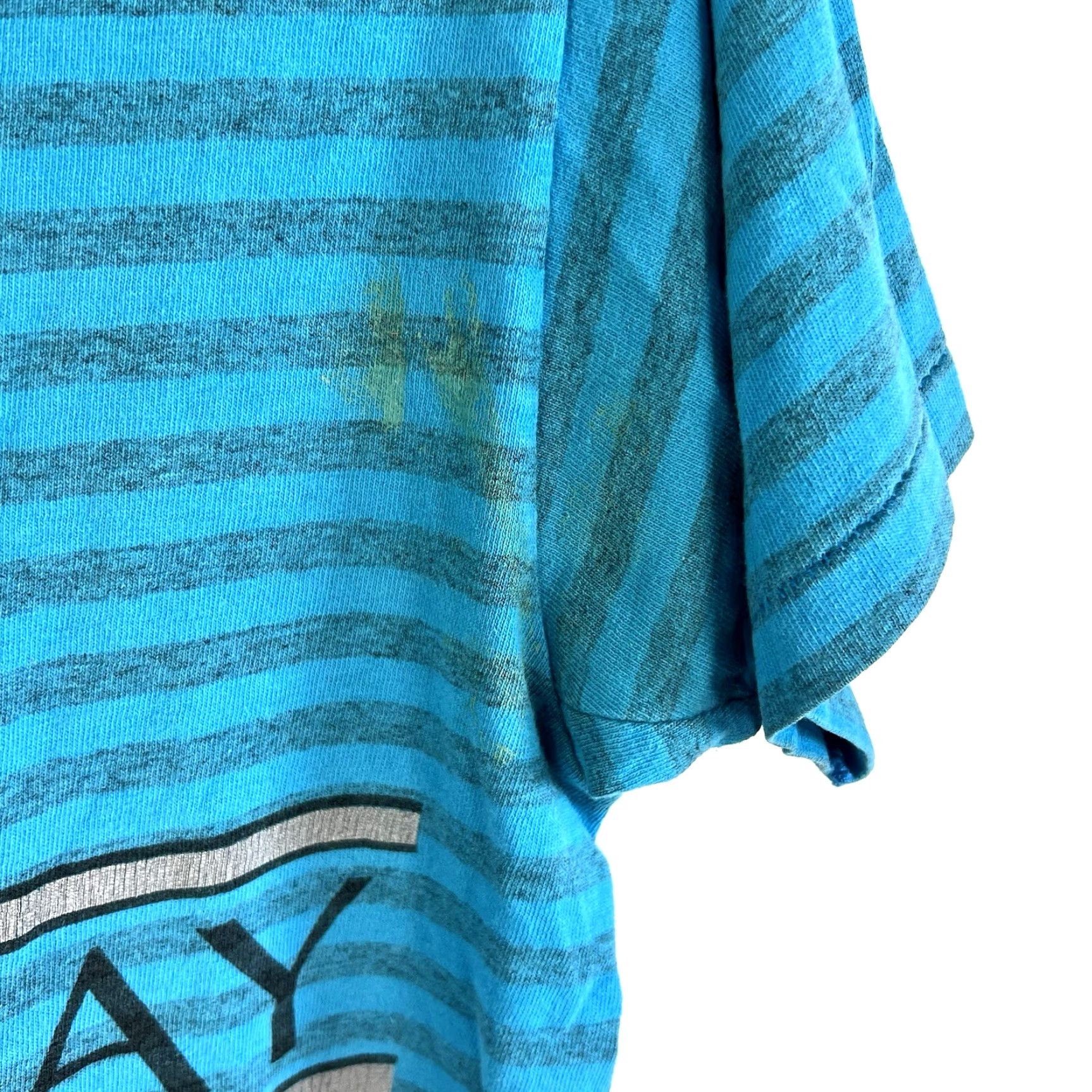 Vintage VTG Sherry's Best PUT-IN-BAY Striped T-Shirt Mens M Blue 90s Logo Crew Neck Short Sleeve Cotton Knit Vintage United States Men Size US M / EU 48-50 / 2 - 2 Thumbnail