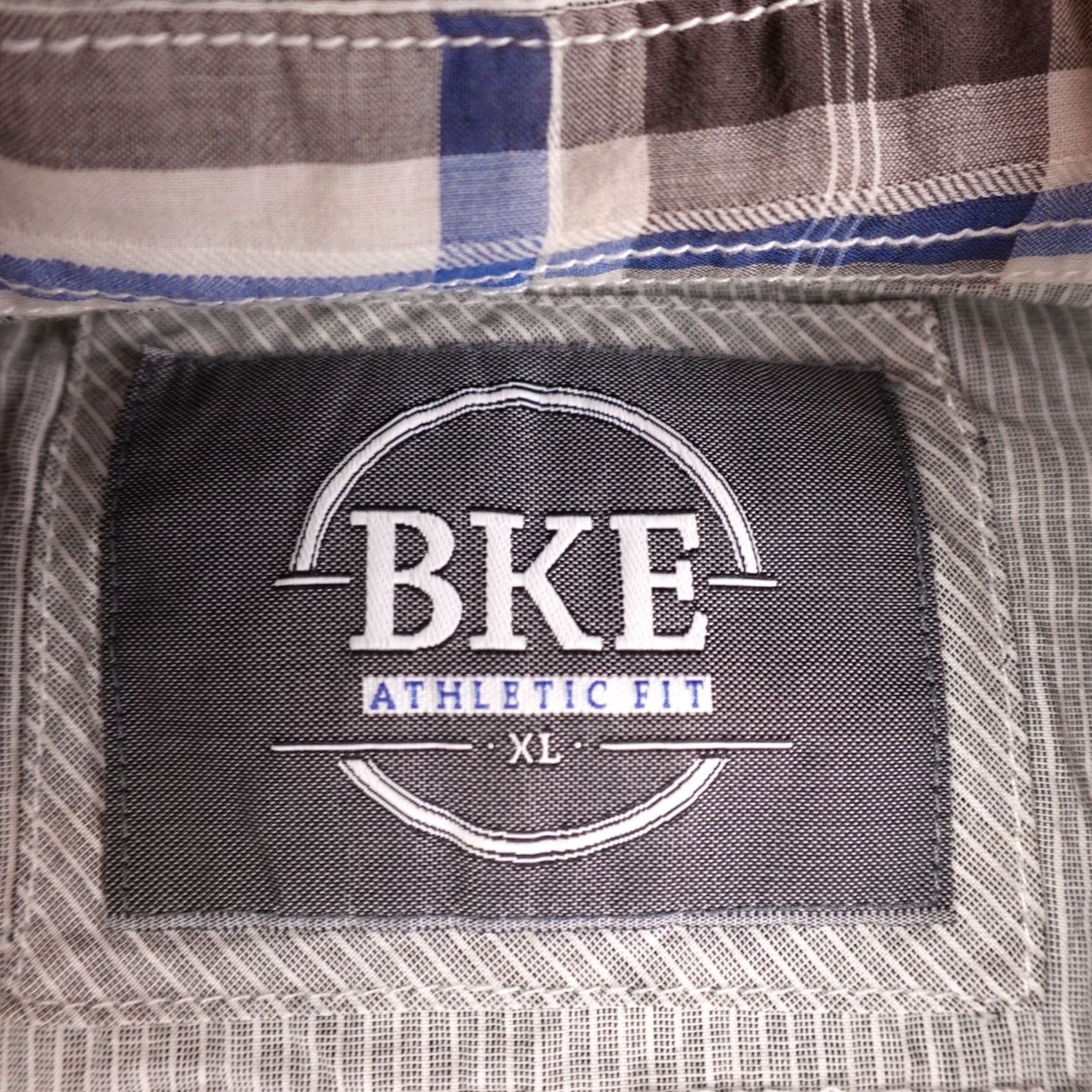 BKE Mens BKE Shirt Gray White Striped Athletic Fit Long Sleeve Button XL Size US XL / EU 56 / 4 - 2 Thumbnail