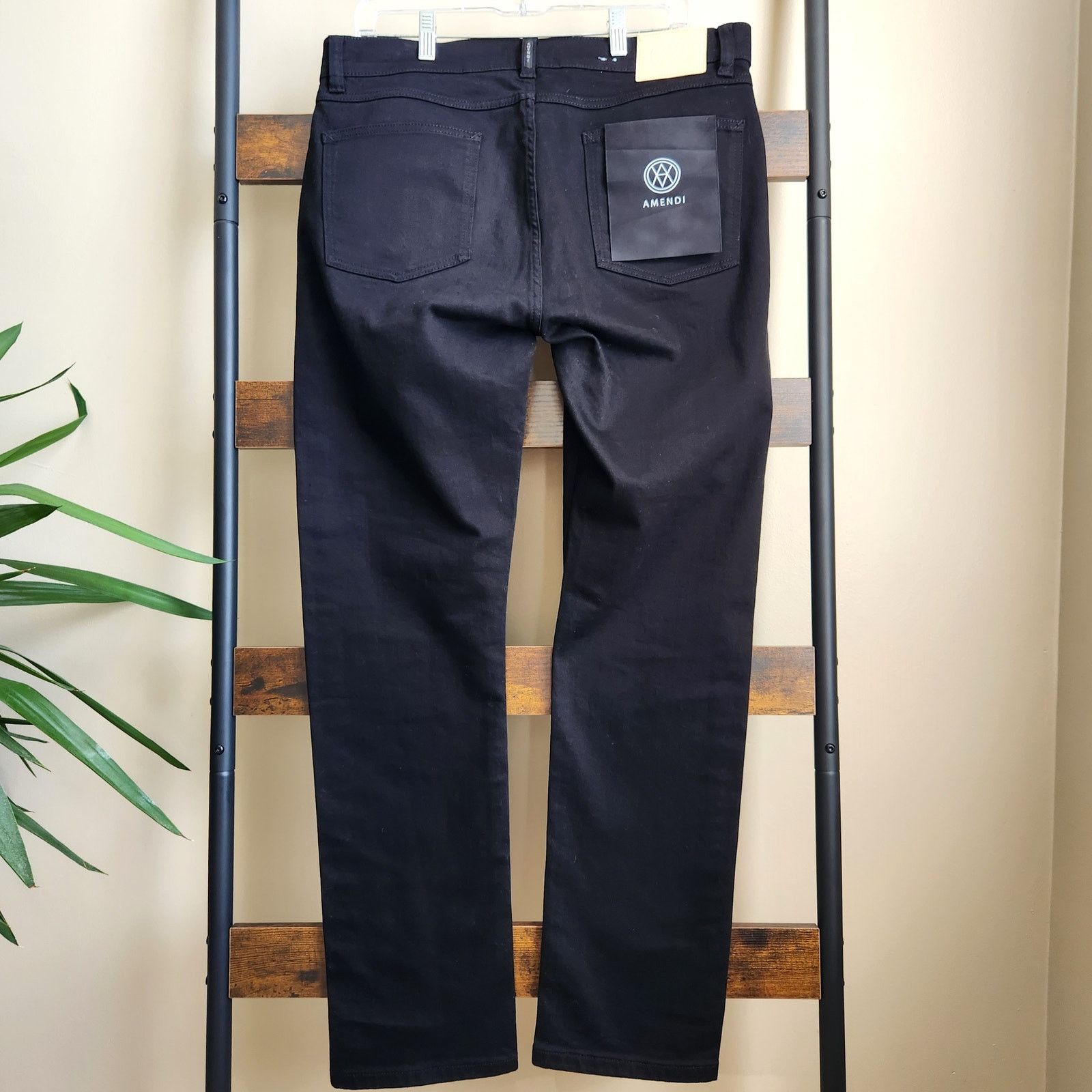 The Unbranded Brand Amendi Men's Black Denim Cotton Lars Slim Jeans Size W36 L32 Size US 36 / EU 52 - 3 Thumbnail
